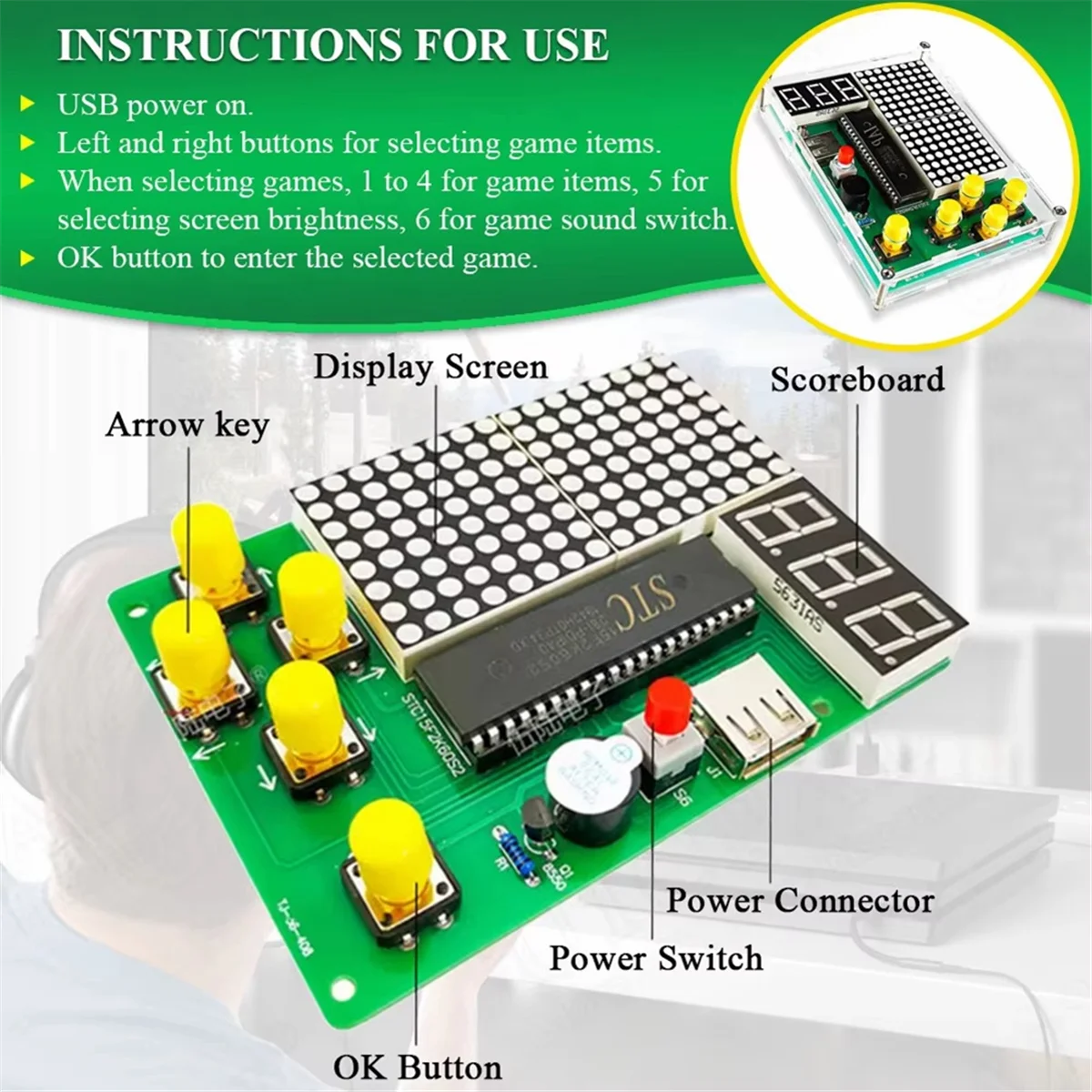 QA88X DIY Pixel Game Maker Kit Electronics DIY Soldering Project Practice Solder Learning Assembly with Shell Race Car Games