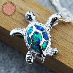 JLP-039-L  Turtle Shape Charm Pendant Real 925 Sterling Silver Pendant Blue Opal Fine Jewelry Necklace Pendants for Men & Women