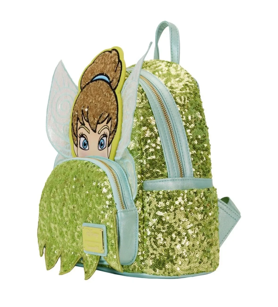 Disney Loungefly Tinker Bell Mini mochila con lentejuelas para mujer, Anime periférico, Satchel para niños, lindo regalo de princesa