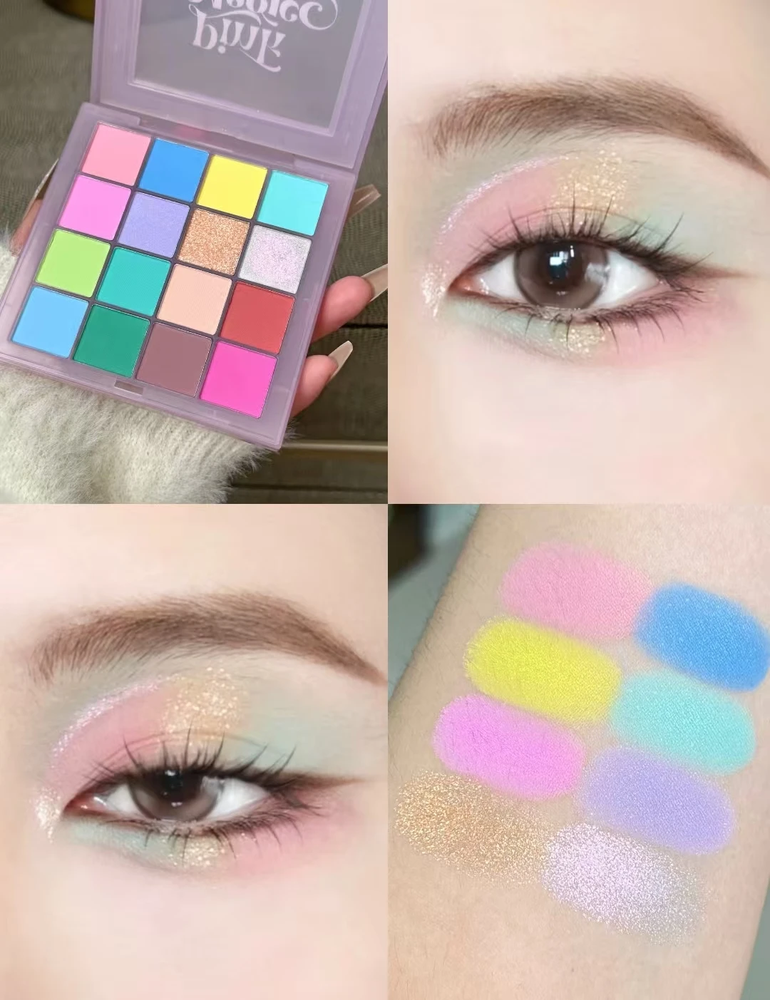 CARMELA Palette di ombretti 16 colori polvere opaca Macaron Shimmer Glitter Matellic a lunga durata Muti-use Est per applicare il trucco degli occhi