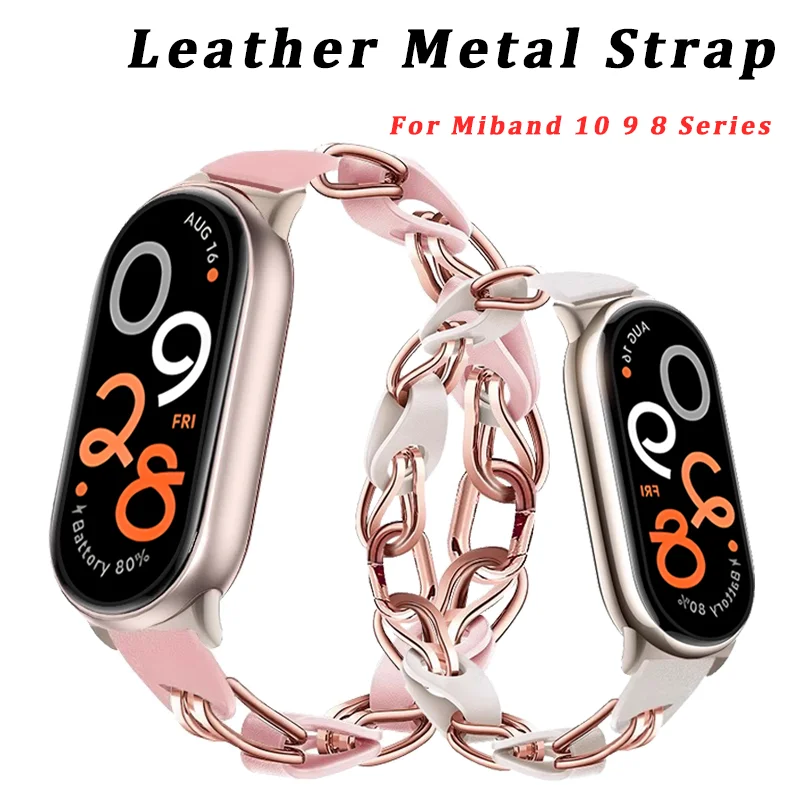 

Stainless Steel Strap for Xiaomi MiBand 10 Metal Leather Smart Bracelet Wristband for Mi Band 9 8 Band Correas Accessories