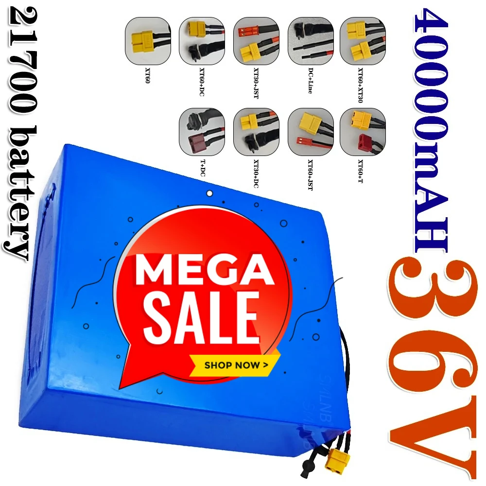 

36V 40Ah 21700 10S8P lithium battery pack, 1500W high-power built-in BMS, suitable for various energy storage backup