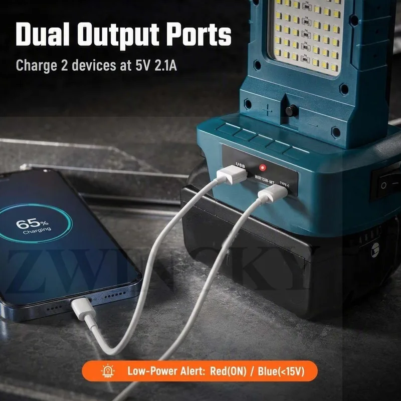 Work Light Tool for Makita for Milwaukee for Dewaltt 18V Lithium Battery LED Work Lights Lamp Hand Lantern Spotlight USB Charger