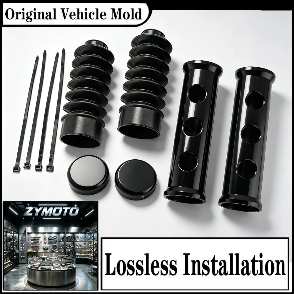 For Harley Sportster XL883 XL1200 Dyna FXD 1988-2013 1995-2005 39mm Front Fork Cover Gaiters Boot Black Aluminum Rubber Kit Set