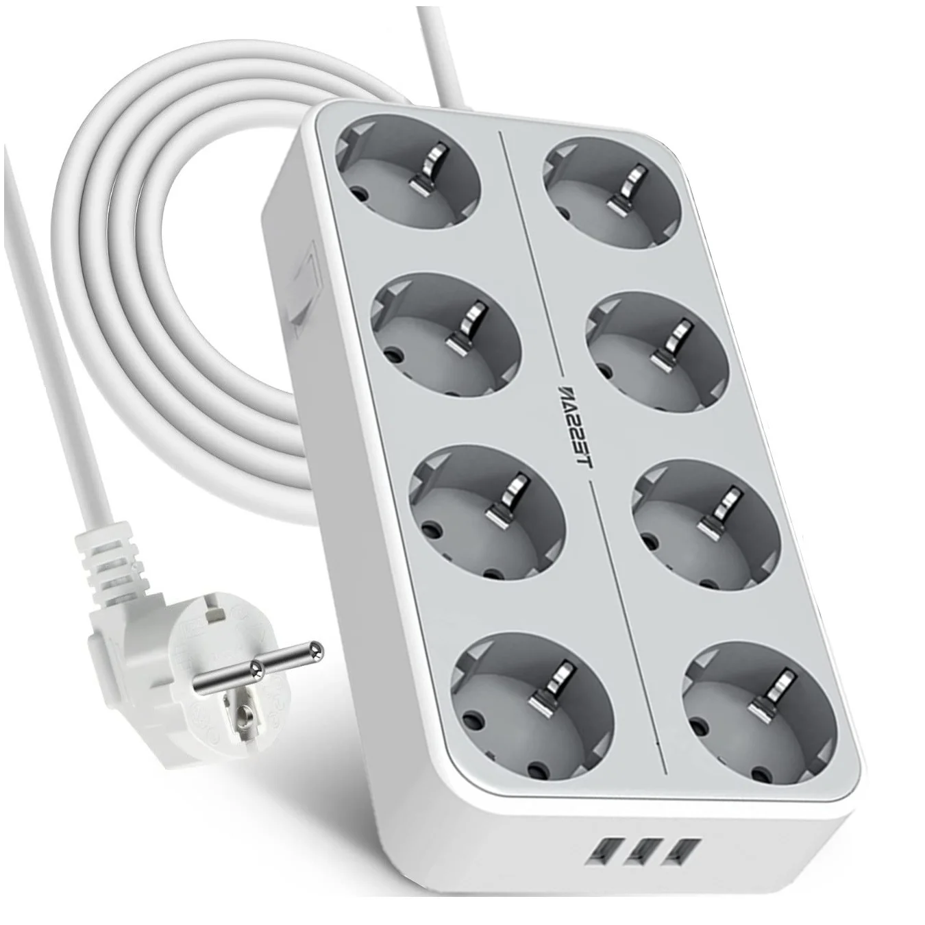 TESSAN EU Multi Outlets Power Strip with USB Ports 2M Extension Cable Europe Korea Plug Electric Socket Aapter for Home Office