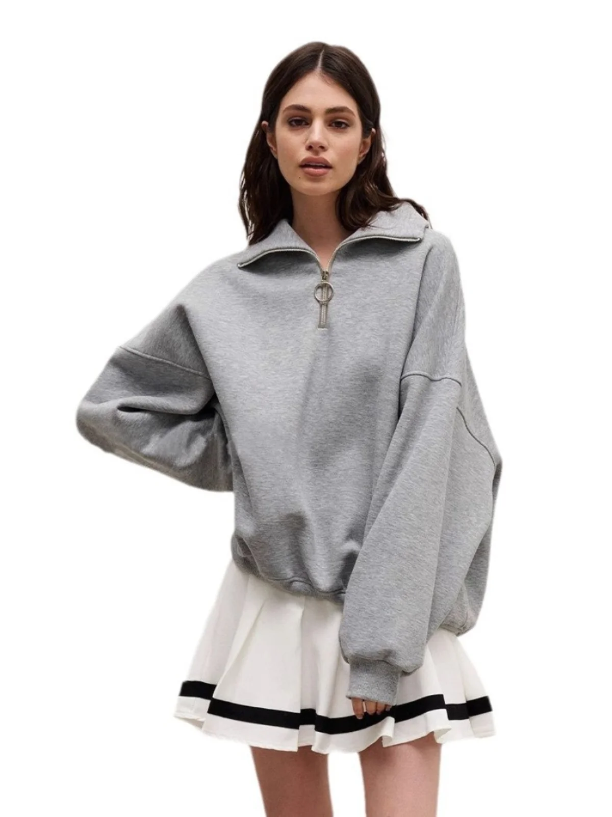 ファッショナブルなストリートウェアパーカー女性のカジュアルルーズジッパートップ秋冬アウター快適な長袖スウェットシャツ