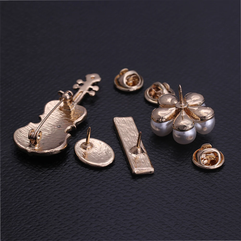 

4pcs Violin Brooch Elegant Musical Instrument Collar For Women Lapel Pin Suitable For Suits Sweaters Coats Statement Piece