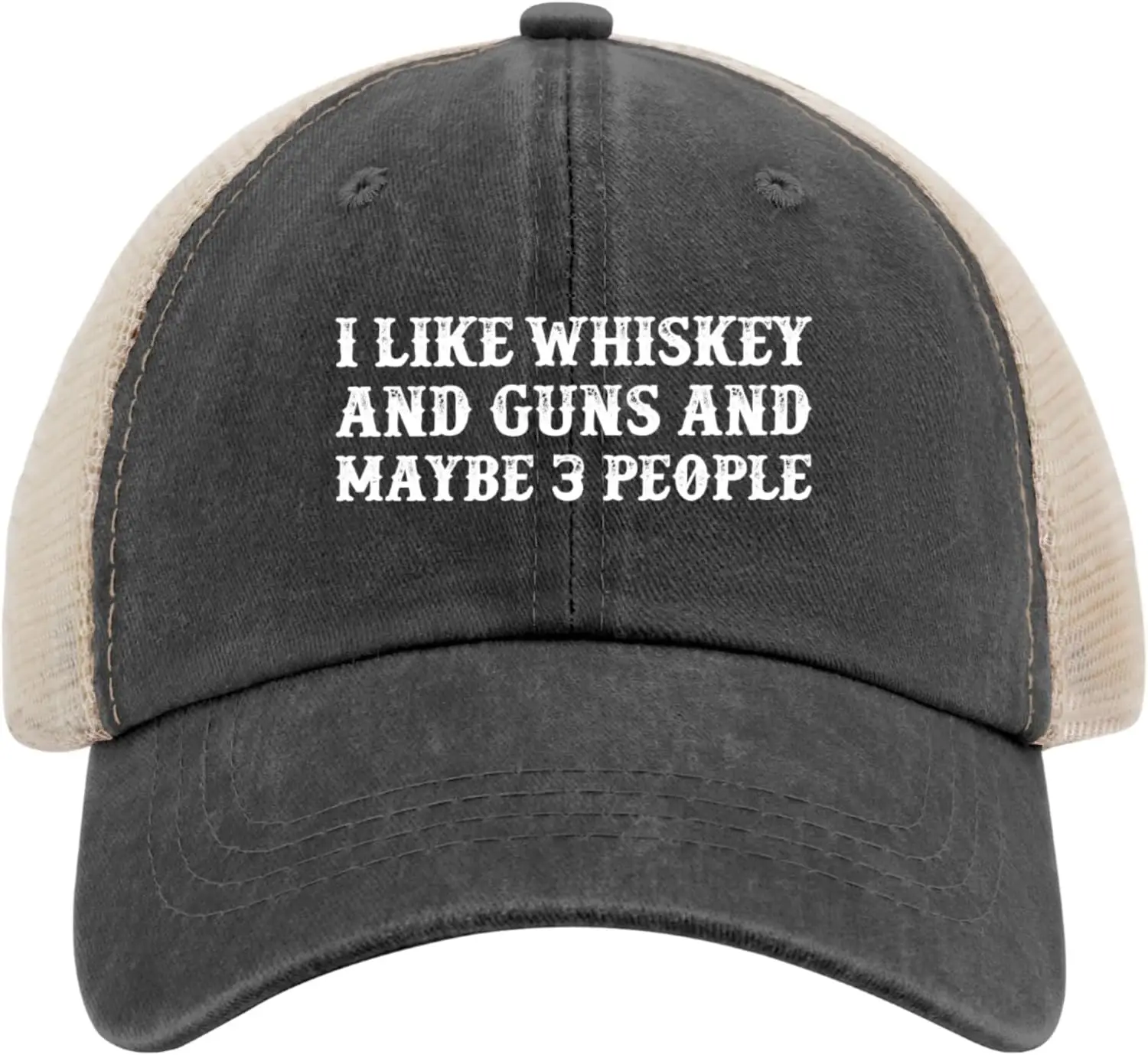 أنا أحب الويسكي والبنادق وربما 3 أشخاص قبعة سائق الشاحنة قبعة الرجال العصرية قبعة شبكية للصيف