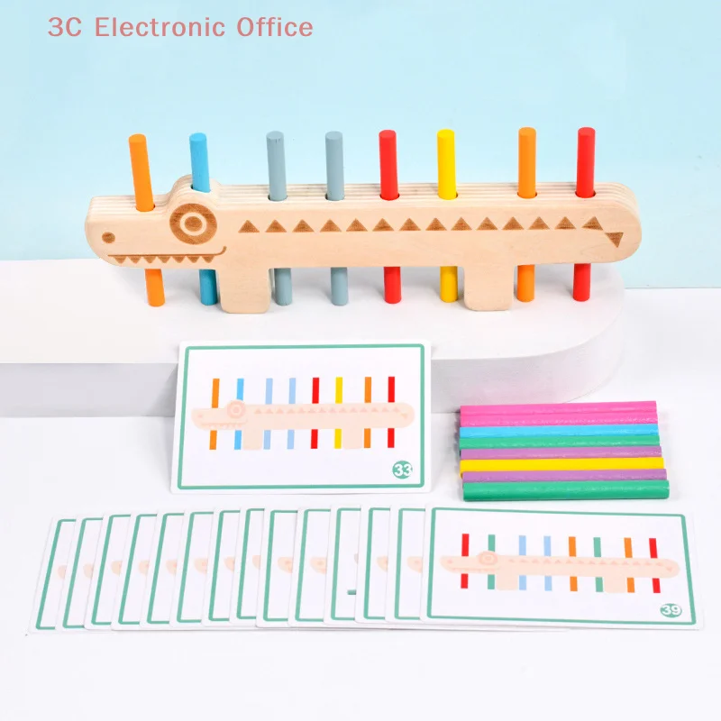 Montessori Wooden Puzzle For Children Fish Bone Pairing Toy Color Cognition Fine Motor Skills Training Early Education Toys