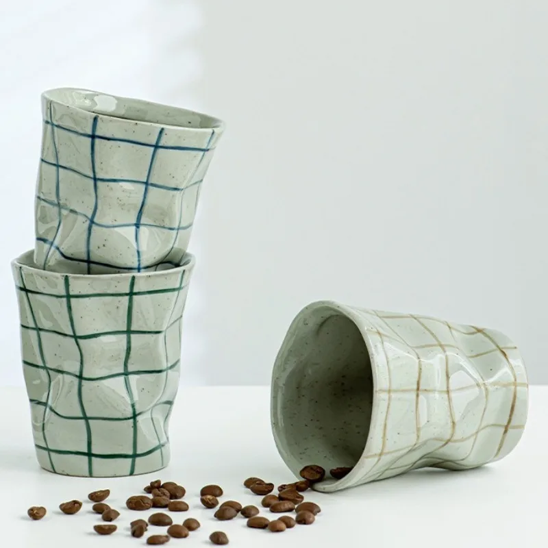 Rough pottery coffee cup special-shaped texture handmade utensils matte rough pottery cup