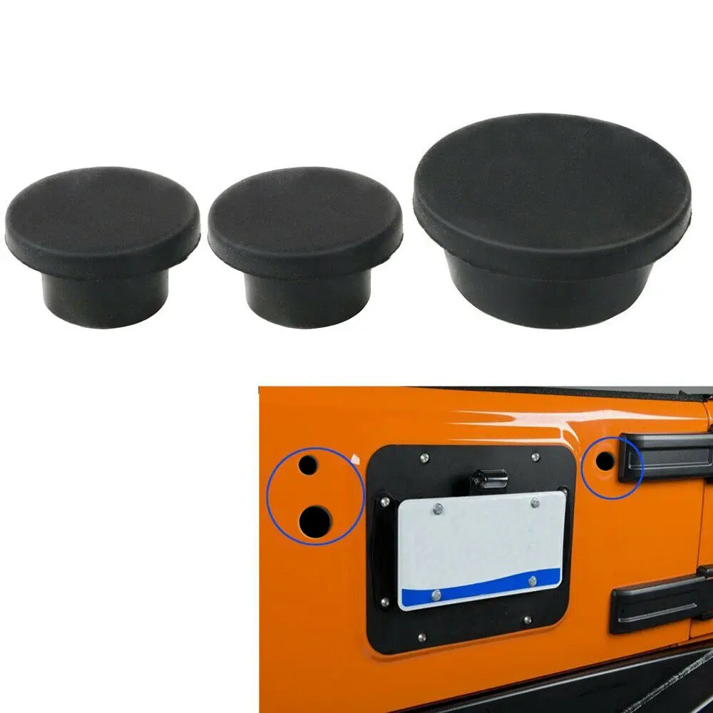 3pcs Tailgate Plug Set Spare Tire Carrier Delete Rubber Replacement Plugs  For Jeep Wrangler JK 2007-2017 Car Accessories
