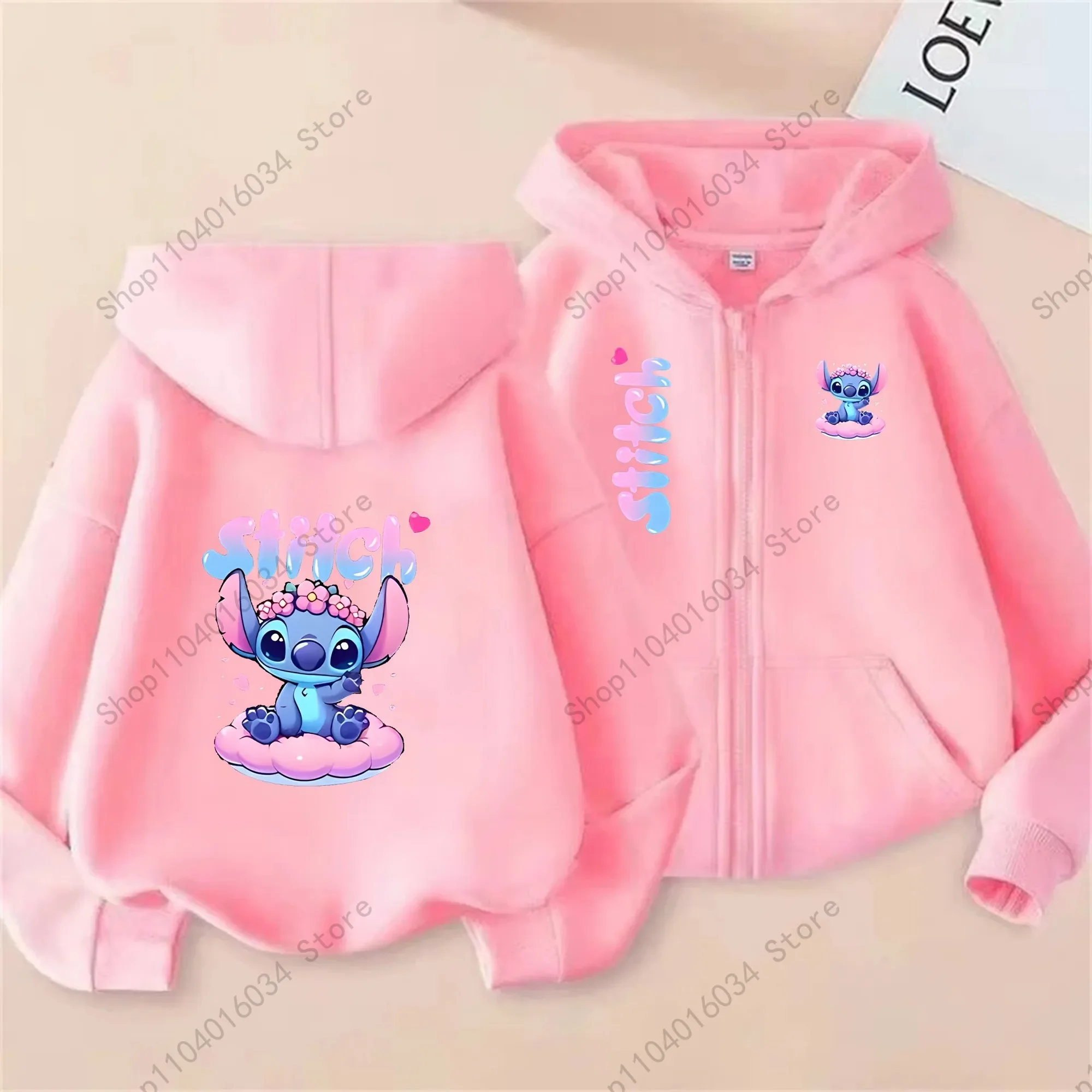 سترة ديزني الرسمية للأطفال للخريف والشتاء - سترة بسحاب مع غرز مزدوجة الجوانب ورسومات ملاك #3