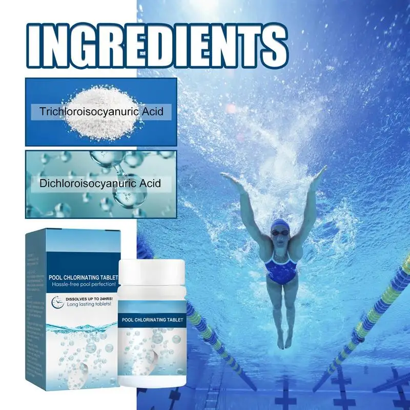 Swimming pool chlorination tablets Water cleaning stains and odors clarifying and transparent effervescent table 100 tablets/box