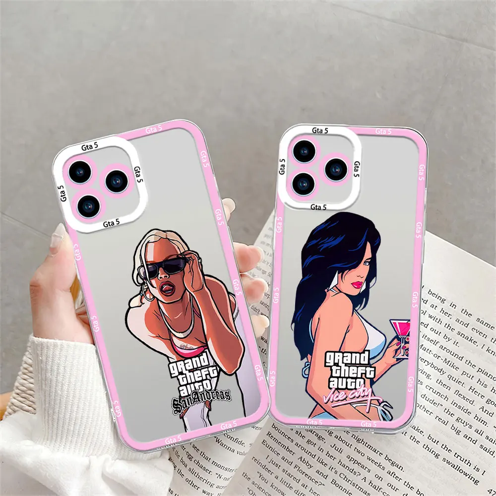 Gta vice city Game Phone Case for Samsung S24 S23 S22 S21 A55 A54 A35 FE PLUS ULTRA Transparent Bezel Shell