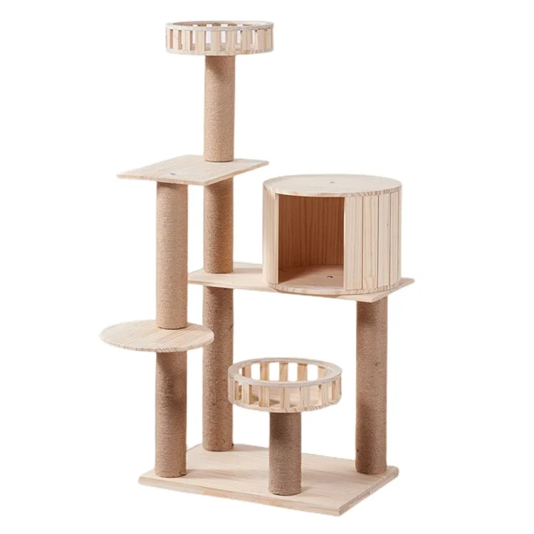 Wholesale Supplier Dropshipping Real Wood Cat Climbing Frame Indoor Entertainment Supplies Cat Tree House