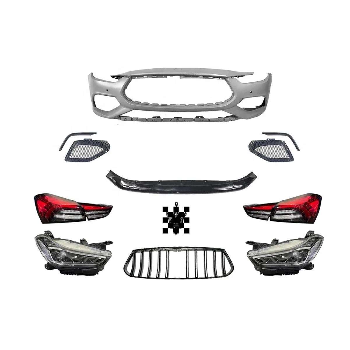 Car Bodykit For Maserati Ghibli Trofeo Auto Parts With Front Rear Bumper Grille Headlights Taillights