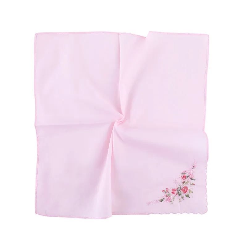 

3Pcs 35x35cm 100% Cotton Flower Embroidery Square Bandana Women Lady Handkerchief Wedding Party Gift