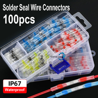 100pcs/box Waterproof Solder Seal Heat Shrink Butt Wire Connectors Terminals Electrical Wire Cable Connectors Terminals