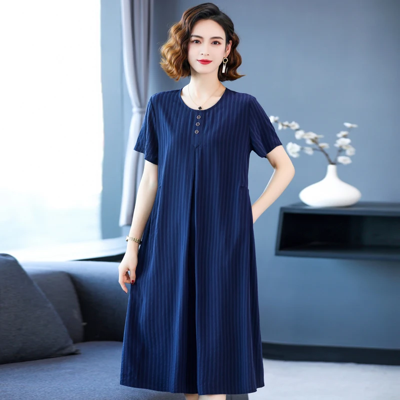 

Elegant Long Dresses for Women Summer 2023 Casual Middle Aged Women's Vintage Clothes High Quality Korean Style Dress