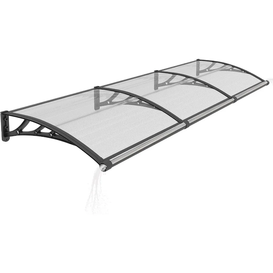 ch Awnings for Outside, UV Rain Snow Sunlight Protection Window Awnings with Drainage, Spliced Polycarbonate Overdoor Awning fo