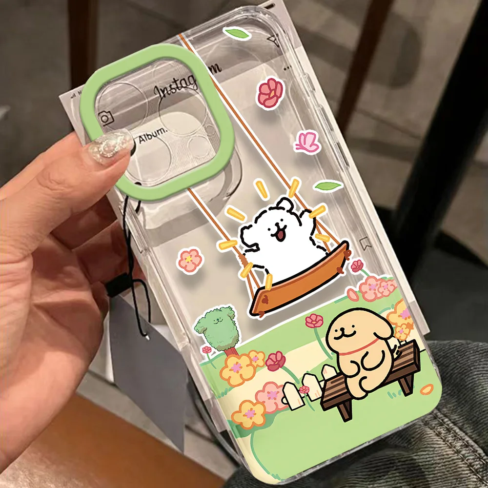 Cartoon Cute Happy Maltese Phone Case For Samsung S20 S21 S22 S23 S24 Fe Plus Ultra A35 A20 Note10 20 4G 5G Transparent Cover