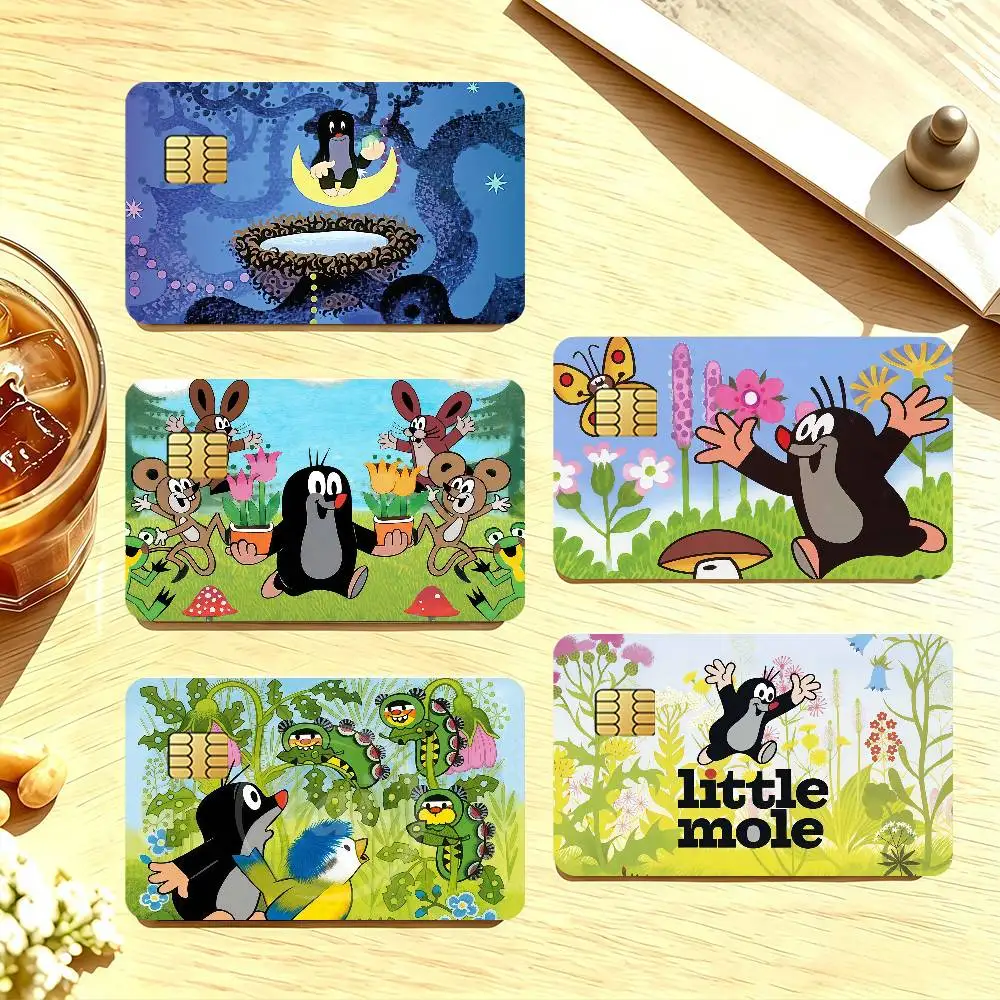 Cartoon The Little Mole Credit Card Skin Stickers For Bank Card Bus Metro Cards Waterproof Anti-Scratch Gift 4PCS