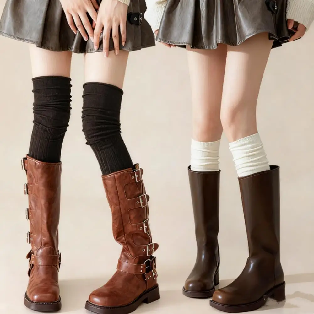 

1/2 пары однотонных сексуальных высоких чулок для женщин и девочек, чулки выше колена, чулки в стиле Лолиты, женские носки-ботинки для девочек