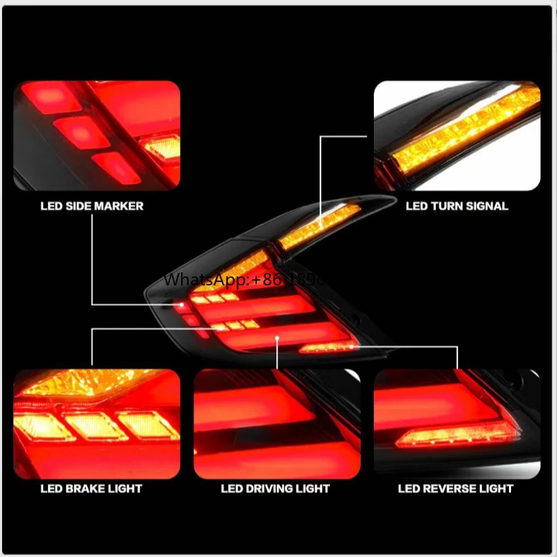 rear smoke lamp sequential led taillights for honda civic tail light 10/10.5th gen sedan 2016-2021