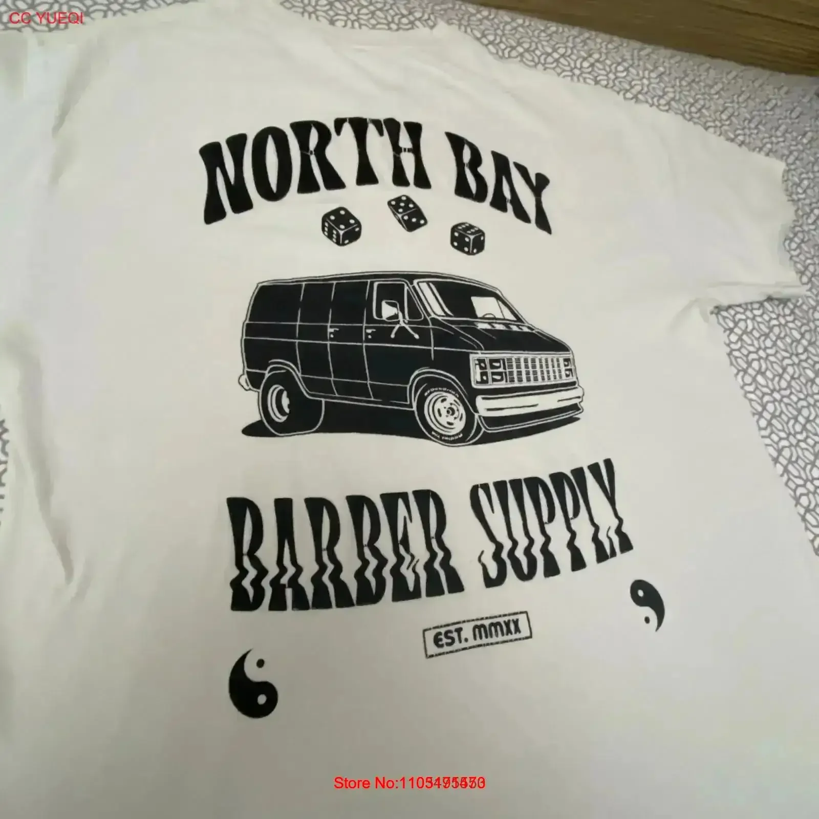 Camiseta Vintage Hot Rod Rock A Billy para hombre L North Bay Barber Supply Dajiban lavada ropa de calle estirada gráfica vintage