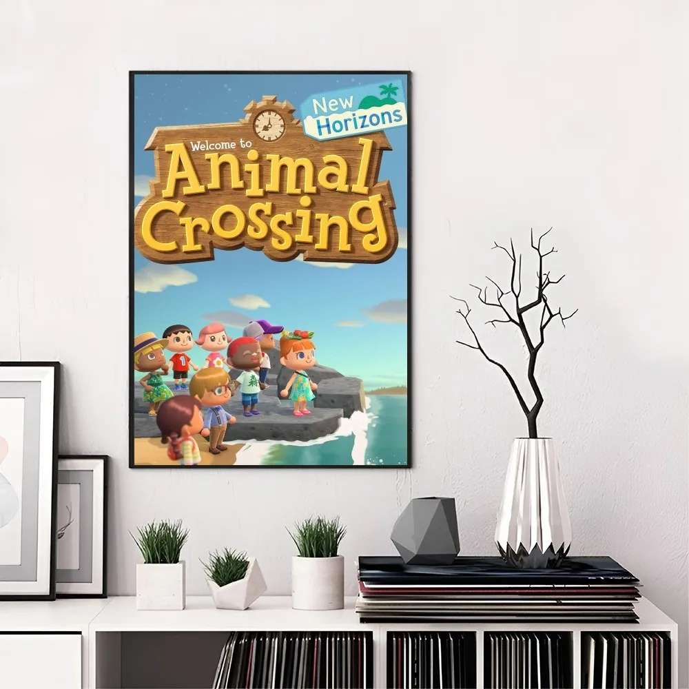 1PC Animal Crossing Game Poster Self-adhesive Art Waterproof Paper Sticker Coffee House Bar Room Wall Decor