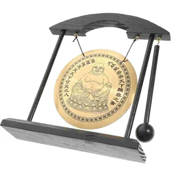 Alloy Wood Gong nament Home Decor Desktop Adornment Craft Vintage Cymbals Indoor Office Accessory Metal Art Piece