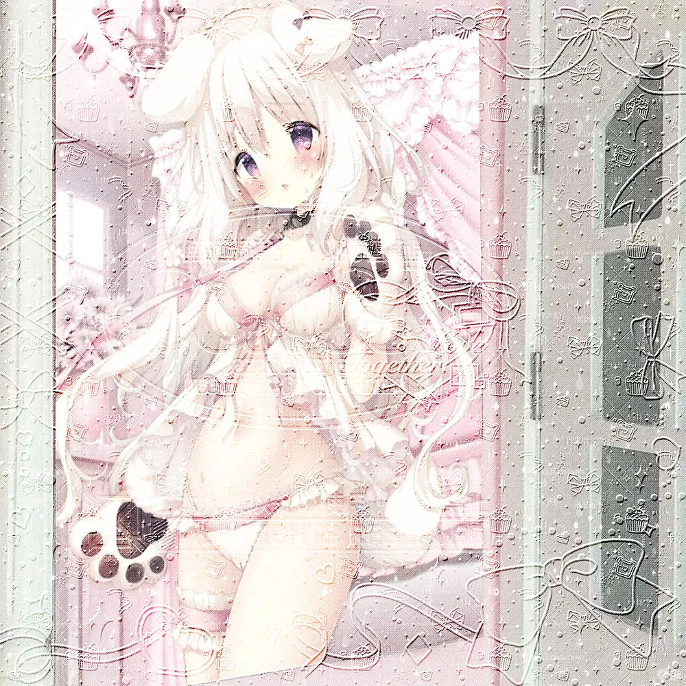 Kawaii Nekomimi Anime Wandteppich, Niedliches Katzenmädchen Wandbehang, ねこみみしょうじょ タペストリー，Y2K Pink Aesthetic Room Decor