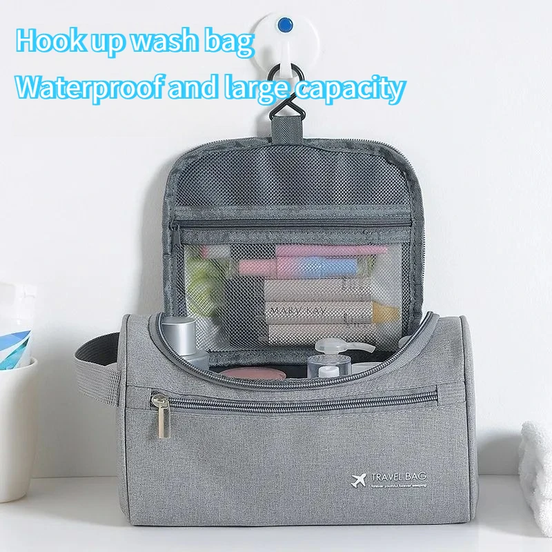 

New waterproof travel toiletry bag, cationic pillow type, large capacity hook makeup storage bag
