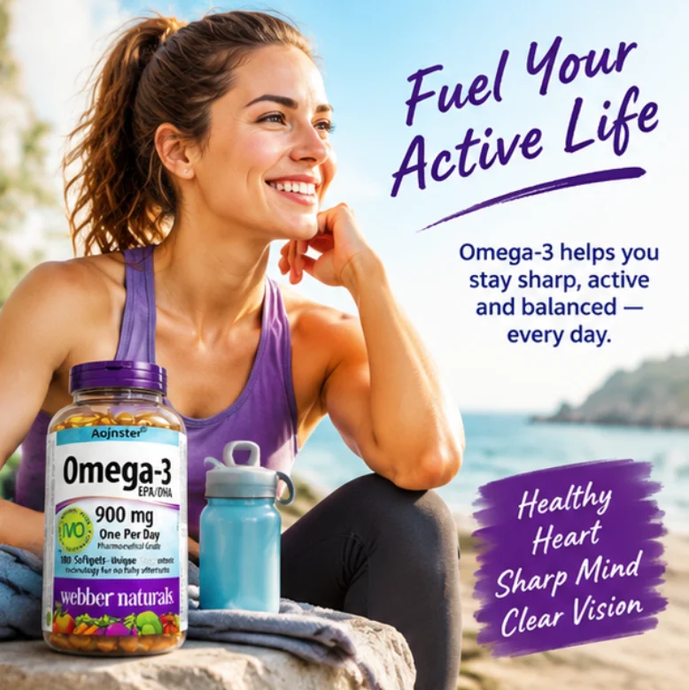Omega-3 Fish Oil 900mg EPA DHA, 180 Softgels, One Per Day, Enteric Coated, No Fishy Aftertaste, Omega-3 Dietary Supplement