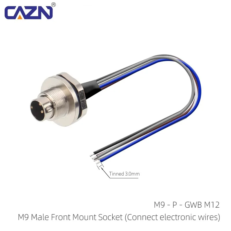 M9 Solder Socket with 30cm Wire Male Female Panel Mount Front Back 2-8 Pin IP67 IP68 for Factory Automation & Sensor Systems