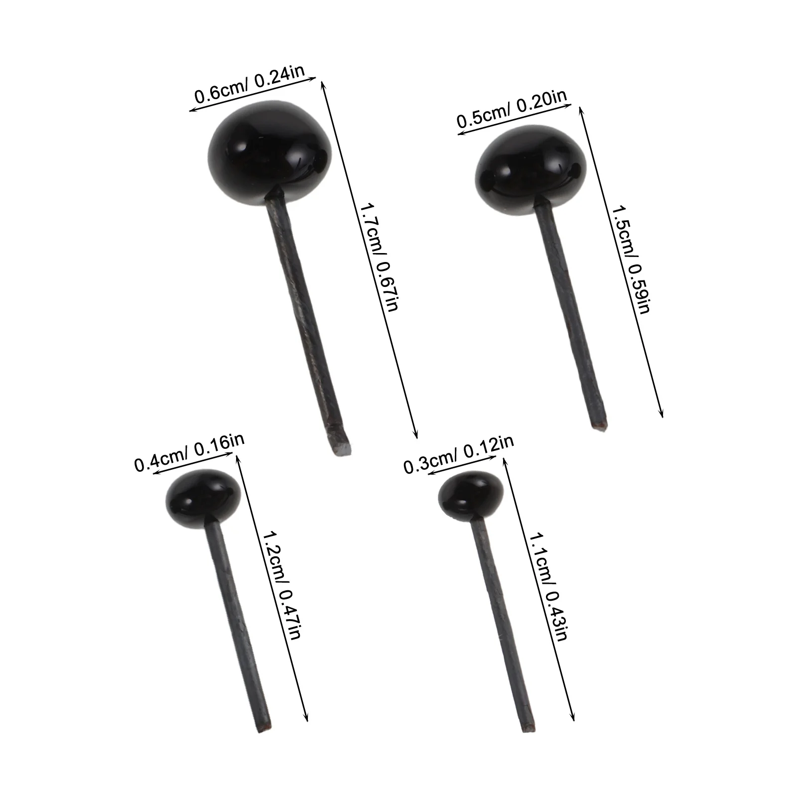 400 pièces yeux de sécurité en verre faits à la main noir 3Mm 4Mm 5Mm 6Mm pour l'artisanat de feutrage d'aiguille Crochet animaux en peluche artisanat réaliste