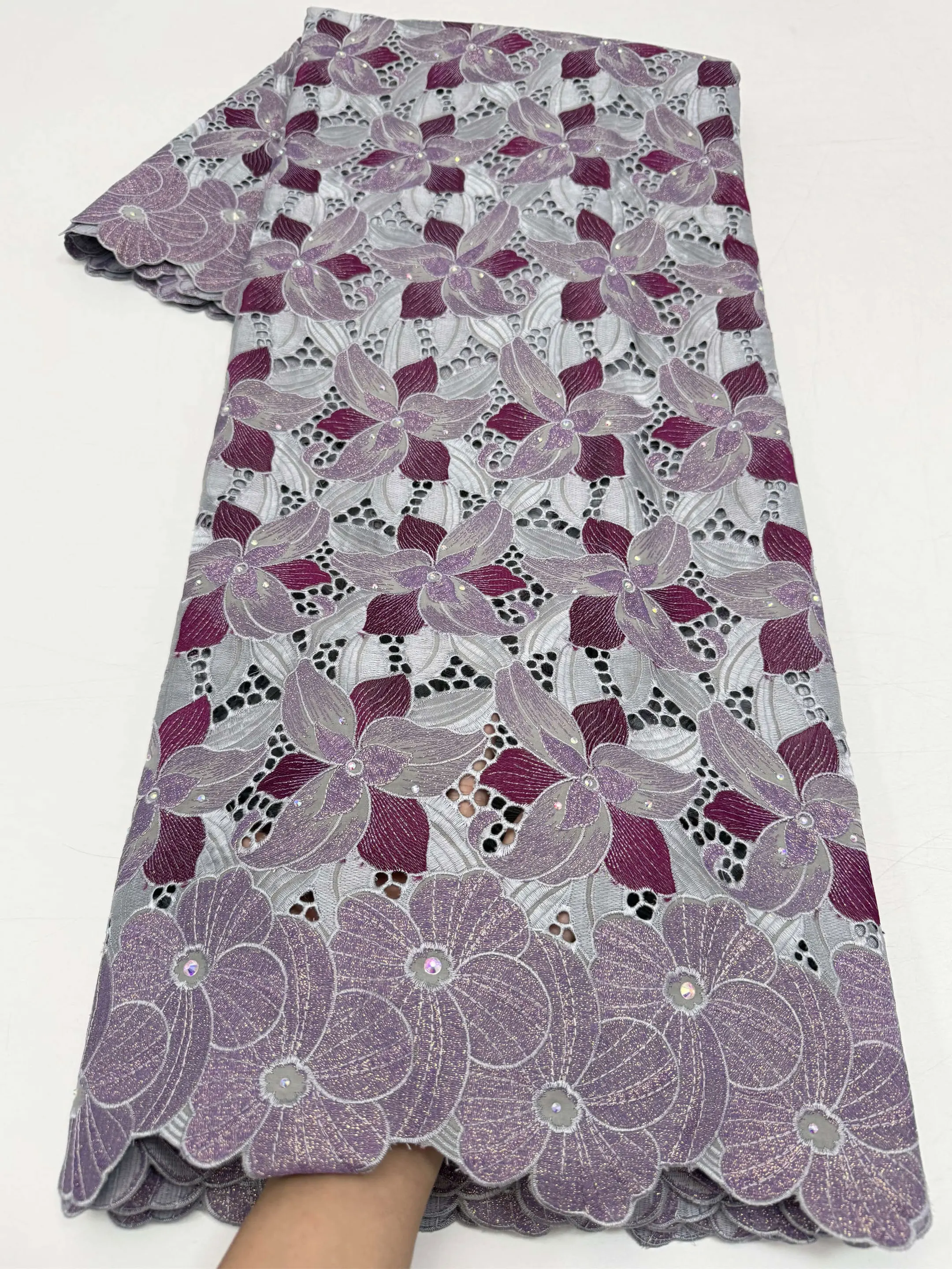 Nigerian Embroidery Cotton Lace Fabric High Quality Flower Embroidered 2026 African Swiss Voile Lace Fabric for Women Dress view 5