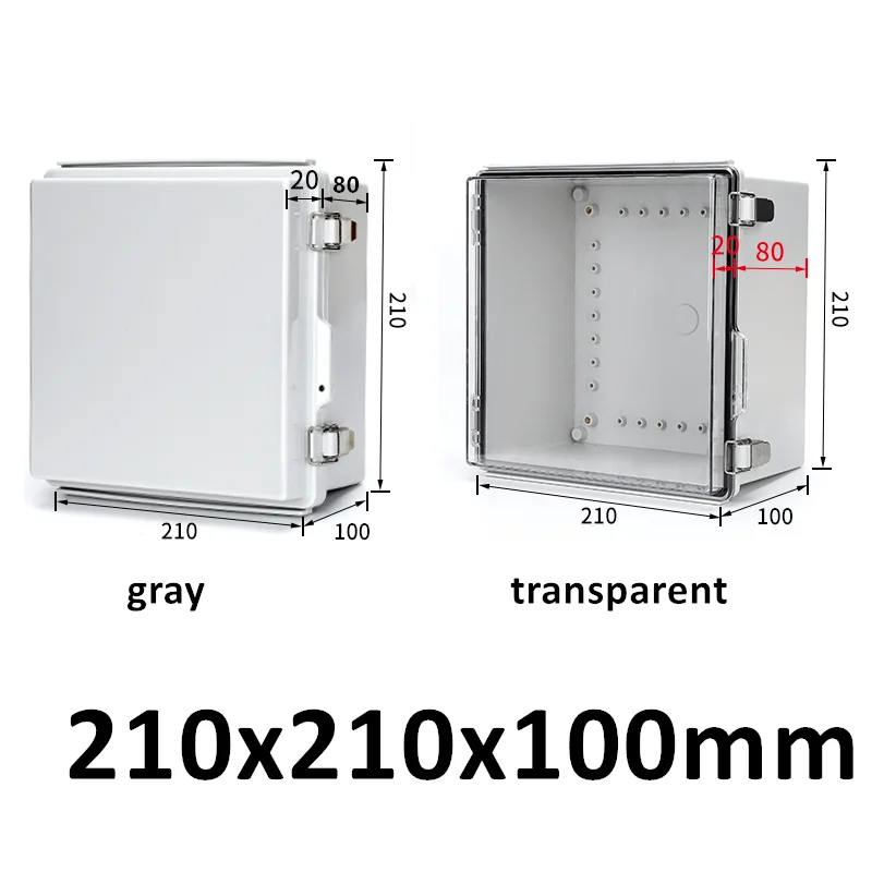 IP67 waterdichte ABS-aansluitdoos grijs transparant deksel buiten elektrische behuizing scharnierende behuizing voor elektronische instrumenten
