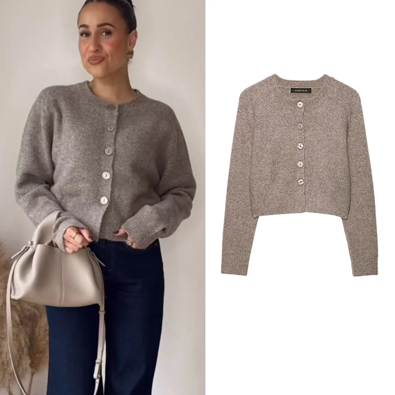 

TFMLN 2025 Autumn Women Casual Cardigan Sweater Elegant Knitted Cardigans For Women Daily Ladylike Knitted Knitwear Coat ﻿