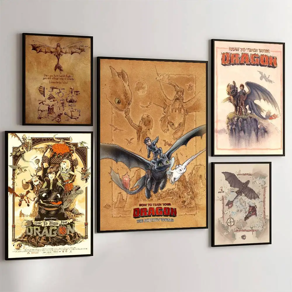 Plakaty Anime Jak Wytresować Smoka, Naklejki, Białe Papierowe Wydruki, Plakaty, Grafiki, Kawaii Dekoracja Pokoju