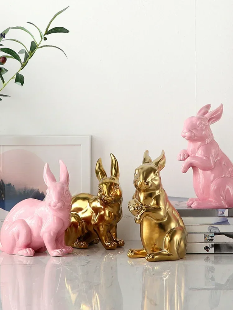 Mascot Golden Hare Zodiac Desktop Gift Liquor Zodiac Creative Fortune Cute Ceramic Rabbit Decorations Ornaments