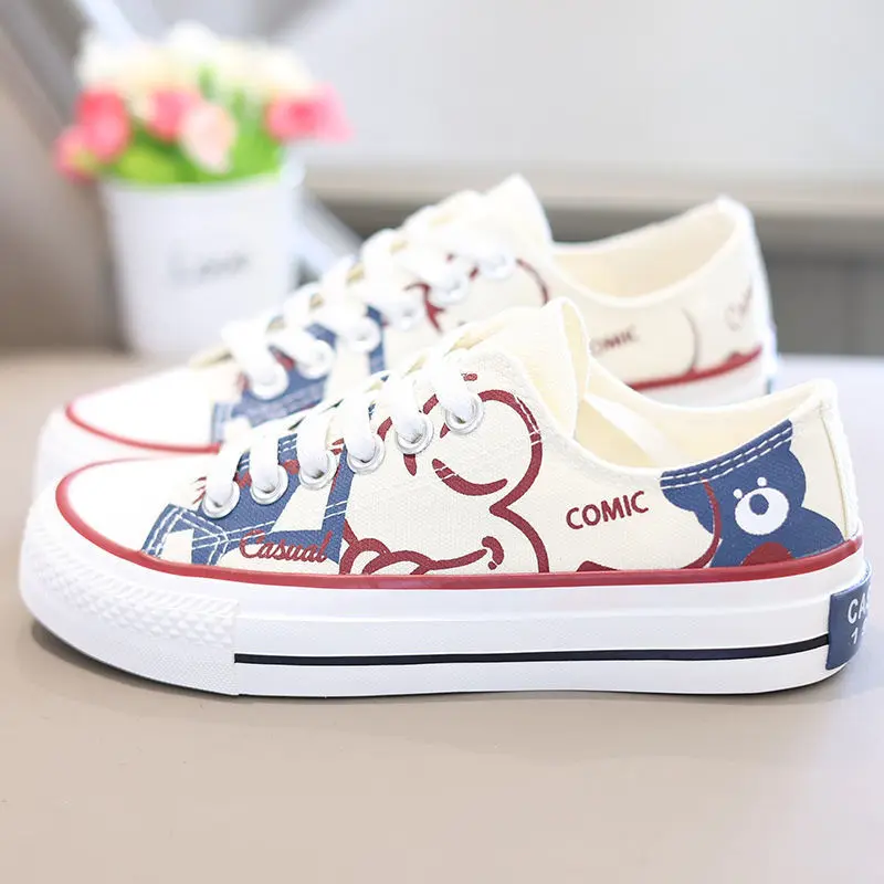 Winnie pooh Summer New Style Shoes High-top Canvas Shoes Men\'s Fashionable Korean Shoes For Couple Students women Casual shoes