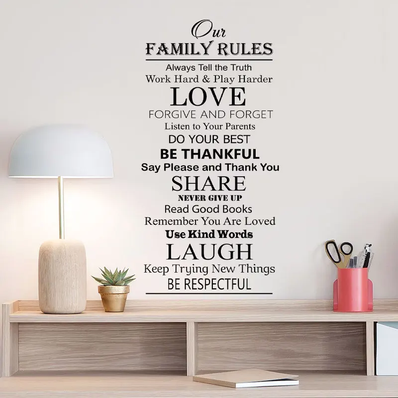 Our Family Rules Wall Decal Love Poster in This Family Sign House Living Quote Vinyl Sticker Gift Bedroom Decor Home Art Z614