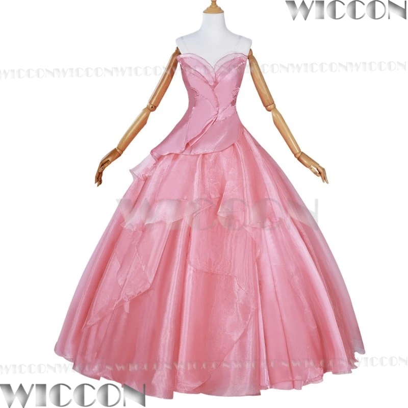 Wicked Glinda Elphaba Galinda Cosplay Costume Prop Black Blonde Wig Witch Pink Dress Black Suit Women Girl Holloween Customized