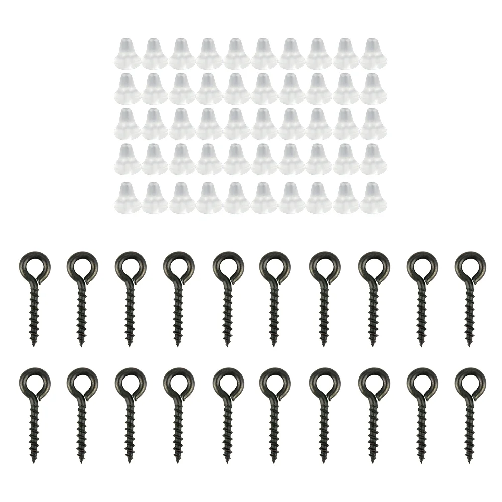 Hirisi 70 Stück Karpfenangeln Zubehör Angelhaken Köder Schraubenstopper Gummiperle für Ronnie Spinner Rig Boilies Stoppen
