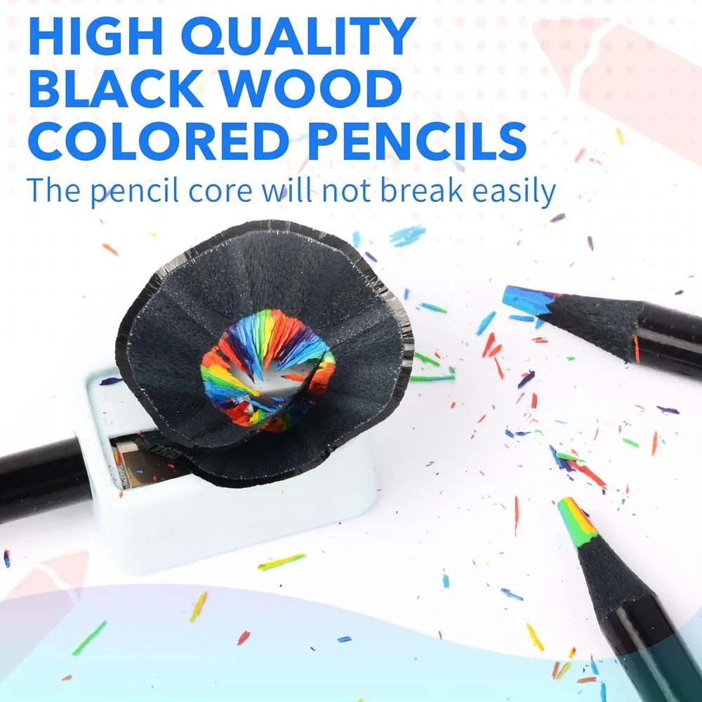 12PCS Wooden Colored Pencils, Seven Colors in One Rainbow Pencil, Suitable for Painting, Graffiti, Art Creation image 6