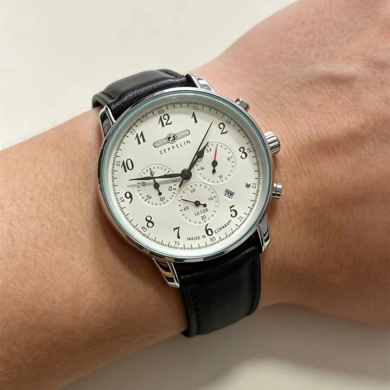 Nowy Modny Zegarek Męski Zeppelin Luxury Date Brand, Wielofunkcyjny Chronograf, Klasyczny Retro, Biznesowy, Kwarcowy Zegarek na Rękę