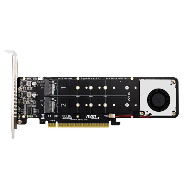 【Home-Accessories】Double-Sided 4-Disk NVME PCI-E X16 Split Card PCI-E X16 to M.2 M-Key NVME X4SSD Expansion Card Adapter