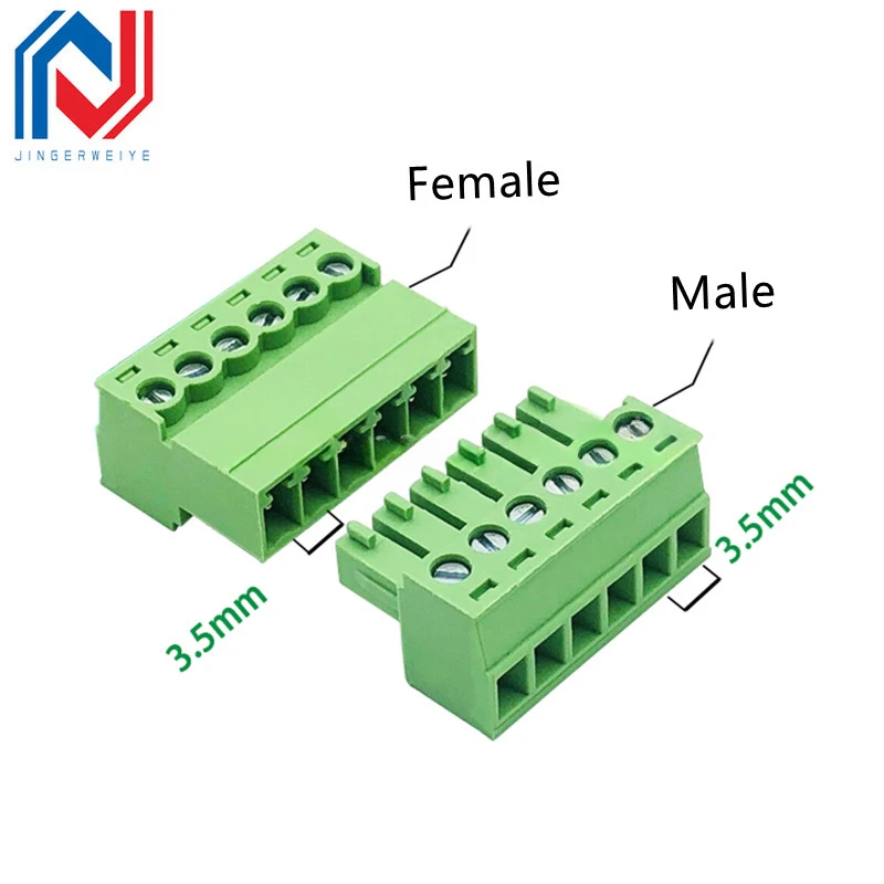 2sets 2EDG Terminal Block 3.5mm 3.81mm Pitch Aerial Butt Type 15EDGRK-3.5mm 3.81mm Plug-in Connector 2-12P Male + Female Socket