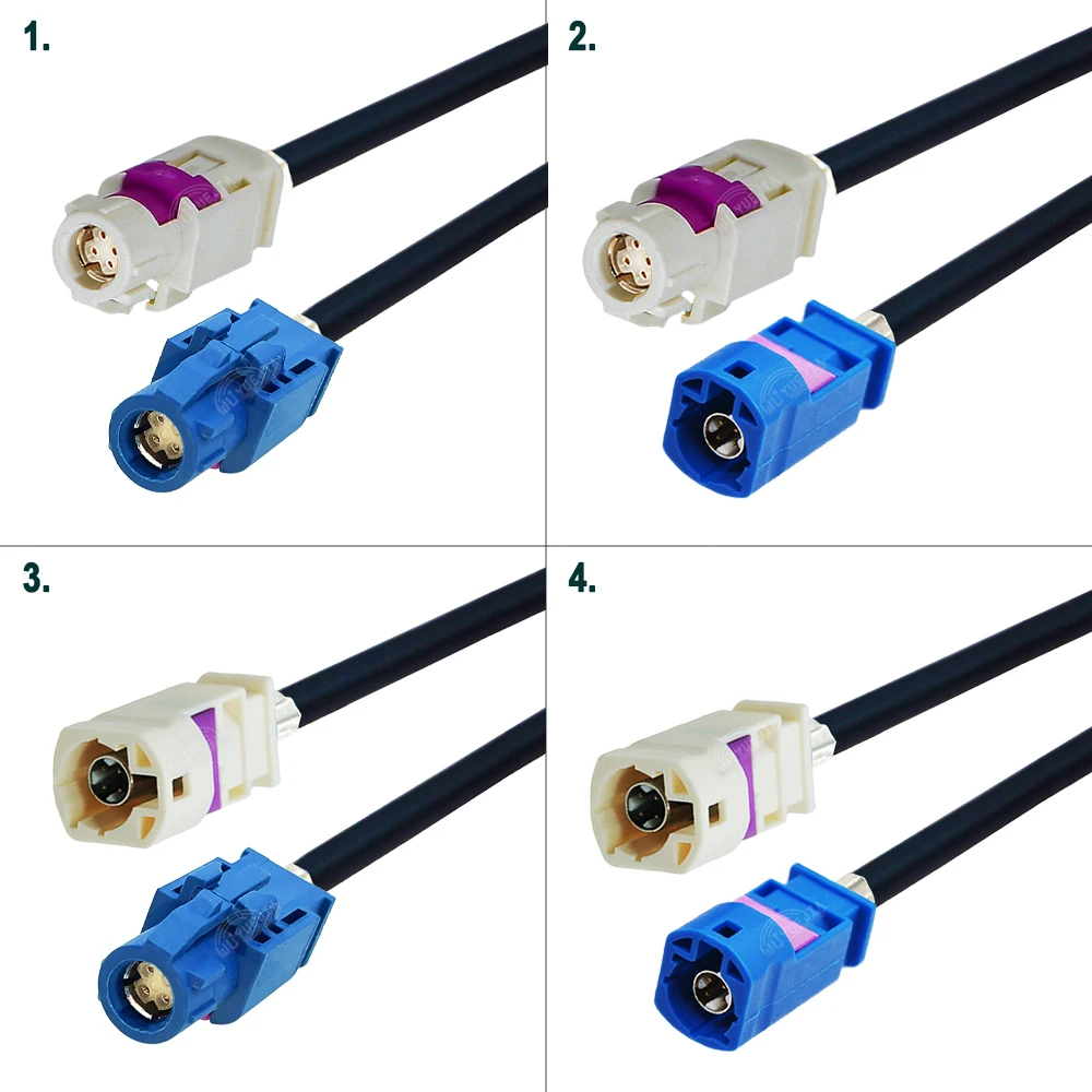 

1Pcs HSD 4Pin White B Female to Blue C Female Jack Connector Cable High Speed Data HSD LVDS Cable 4 Core 535 Line Wire Harness